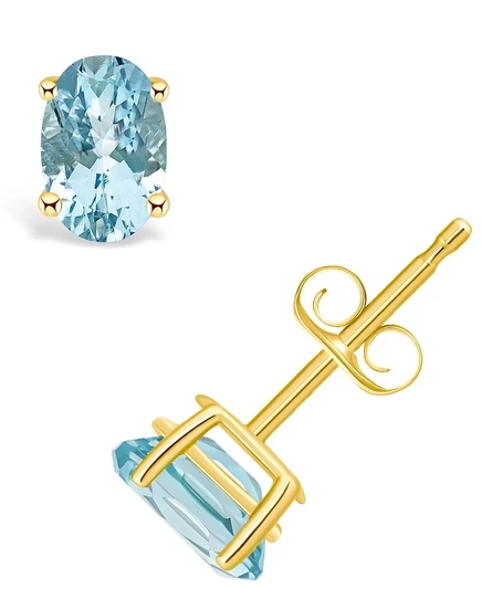 Серьги Macy's с аквамарином 0,75 кт в 14K желтом золоте