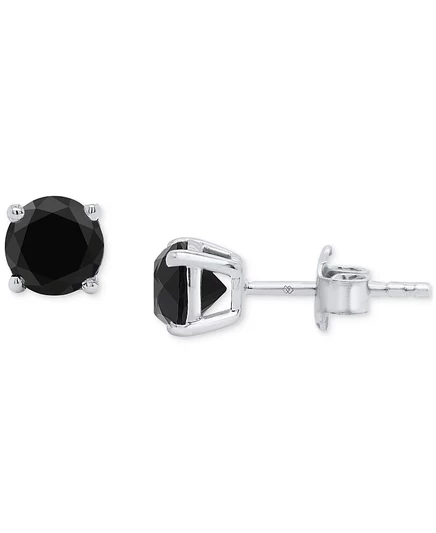 Серьги-гвоздики Macy's Black Diamond 2 карат, серебро