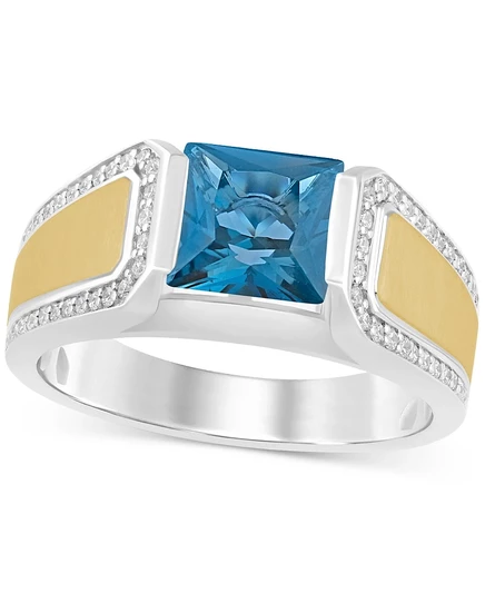 Мужское кольцо Macy's London Blue Topaz 2,5 кт, брилл. 0,25 кт, синее