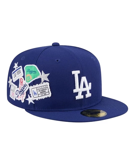 Мужская приталенная шляпа New Era Royal Los Angeles Dodgers City Patch 59, цвет синий