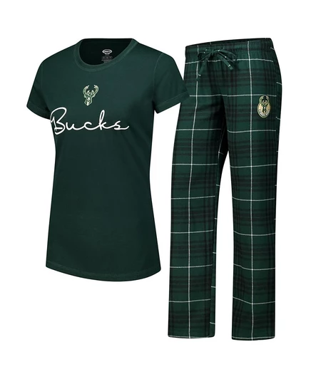 Женский комплект для сна Concepts Sport Vector, Milwaukee Bucks, темно-зеленый