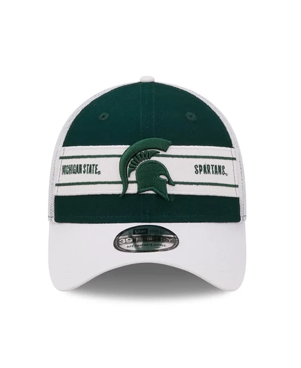 Мужская кепка New Era зелено-белая Michigan State Spartans с окантовкой 39-го размера Flex green, white