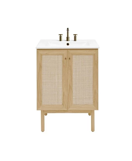 Раковина Swiss Madison 24" из МДФ с 3 отверстиями по центру, верхний отдельно стоящий туалетный столик для ванной комнаты