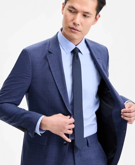 Мужской клетчатый пиджак Hugo Boss dark blue