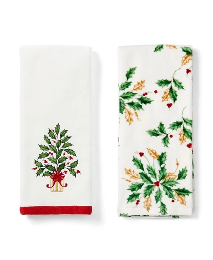 Кухонные полотенца Lenox Holiday Tree набор 2 шт, белые