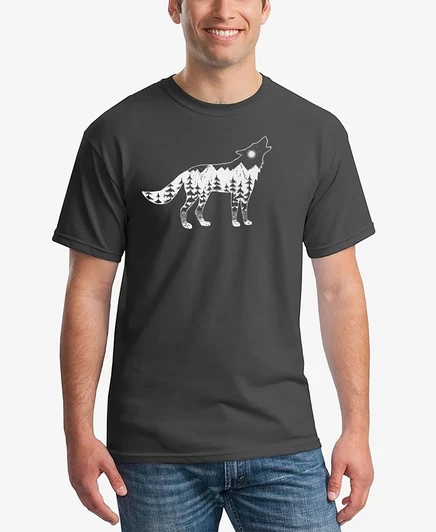 Мужская футболка LA Pop Art Howling Wolf, серая