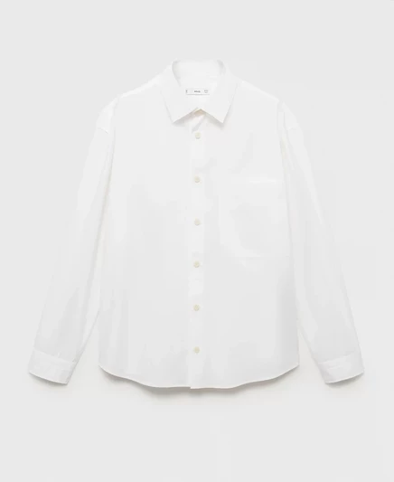 Мужская хлопчатобумажная рубашка с карманами от Mango white