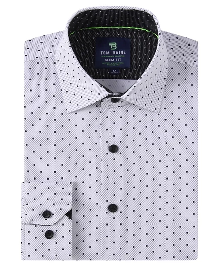 Мужская рубашка Tom Baine Slim Fit, белая в горошек