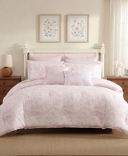 Хлопковый комплект постельного белья Laura Ashley Natalie из 7 предметов, Королевский розовый