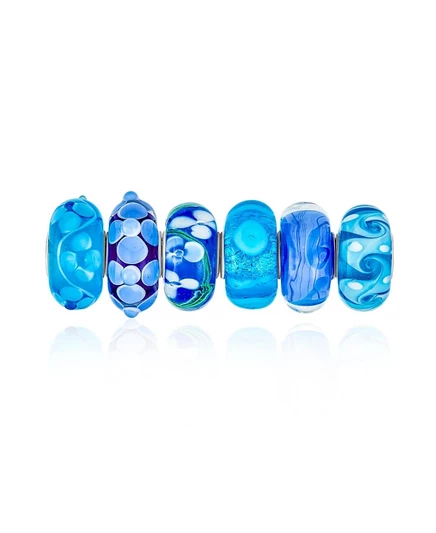 Шармы Bling Jewelry 6 шт. Мурано с серебром, синие