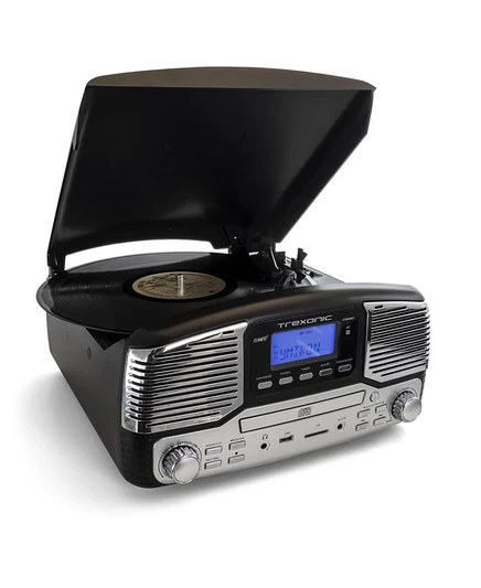 Проигрыватель Trexonic Retro винил/CD с Bluetooth, черный
