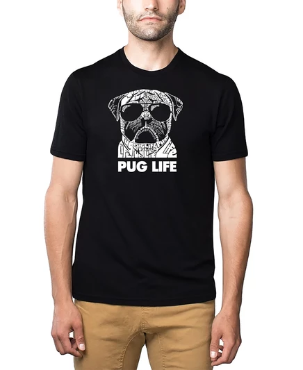 Мужская футболка Word Art Pug Life с принтом black