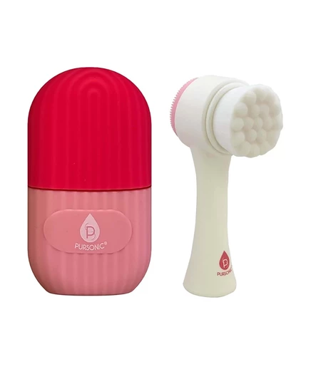 Набор для ухода Pursonic Ultimate Glow Duo: роллер и щетка, розовый