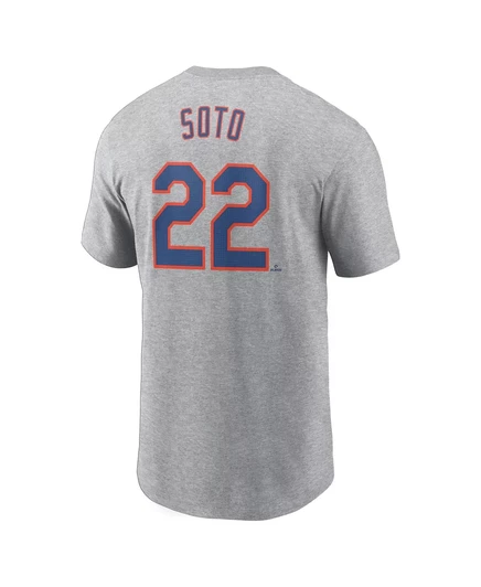 Мужская футболка Nike Juan Soto Heather Gray New York Metts с фирменным номером Fuse от Nike heather gray