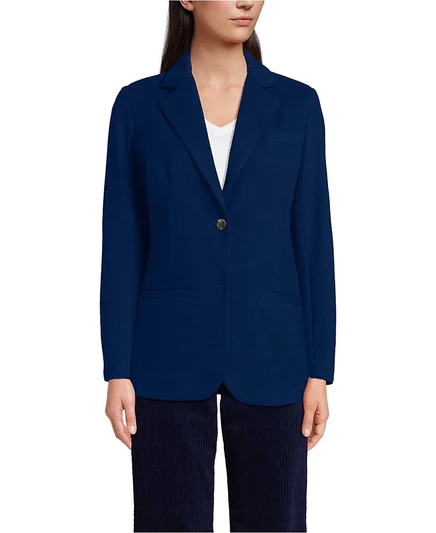 Женский пиджак Lands' End Brushed Ponte классический, синий