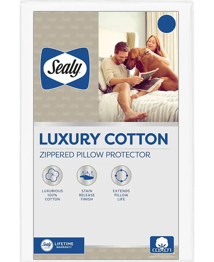 Чехол для подушки Sealy Luxury Cotton на молнии, белый