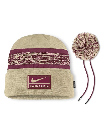Мужская вязаная шапка Nike On-Field с помпоном, золотистая