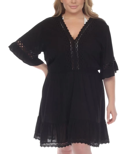 Мини-платье-футляр Raviya Plus Size с кружевной вставкой, черное