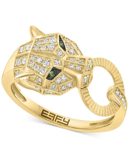 Кольцо EFFY Jaguar с бриллиантами 0,25 карат и цаворитом, 14K золото