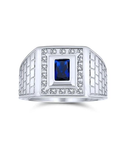 Мужское кольцо Bling Jewelry с синей вставкой CZ, серебро