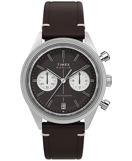 Мужские кожаные часы Timex с хронографом, коричневые, 40 мм