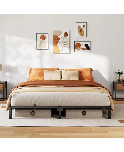 каркас кровати gaomon Queen-Size 14-дюймовая металлическая платформа без винтов 800 фунтов Сверхпрочные железные рейки без инструментов Без пружинного блока черный