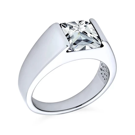 Мужское кольцо Bling Jewelry с фианитом, белое