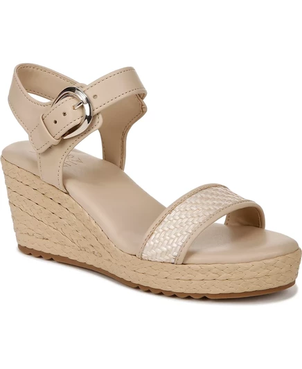  Женские босоножки-эспадрильи Stella с открытым круглым носком на танкетке beige woven straw/leather