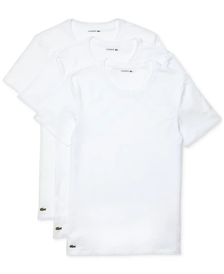 Мужские майки Lacoste 3 шт. зауженного кроя, белые