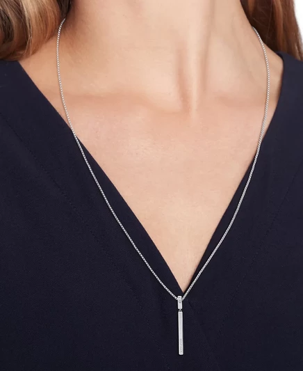 Колье с линейным логотипом Tommy Hilfiger, удлинитель 26 дюймов + 2 дюйма silver