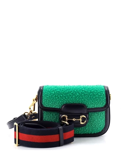Женская сумка Pre-Owned Gucci Mini Horsebit, зеленая