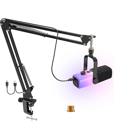 Игровой USB-микрофон ZealSound для ПК с RGB-подсветкой для потоковой передачи, подкастов, записи вокала, ASMR, шумоподавления, Кнопки отключения звука, регулятора усиления, настольного управления разное