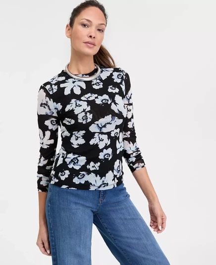  Женский сетчатый топ с принтом, эксклюзивно в Macy's rav blooms