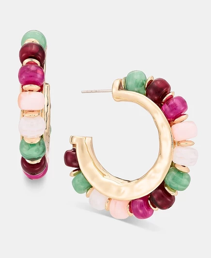 Серьги-кольца Style & Co акриловые, золотистые, разноцветные