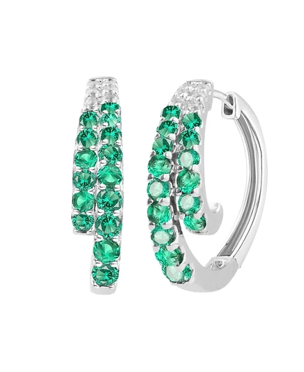Серьги-кольца Macy's с лаб. изумрудом, серебро, зеленые