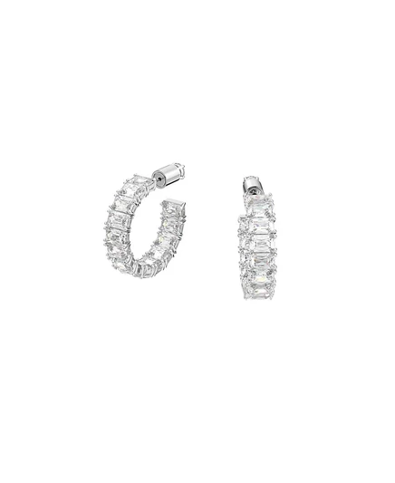 Серьги-кольца Millenia с белым цирконием Swarovski восьмиугольной огранки