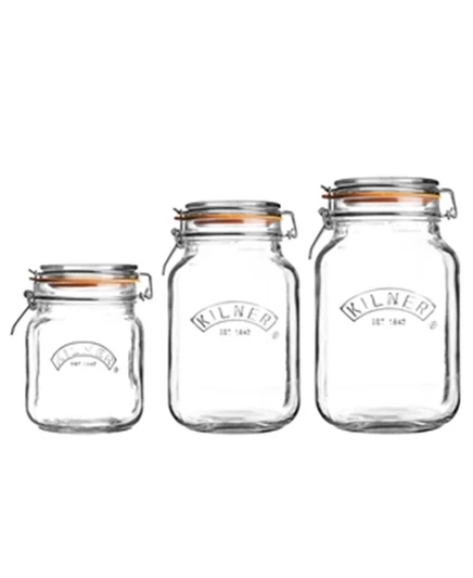Набор квадратных банок Kilner с зажимом, 3 шт., коричневые