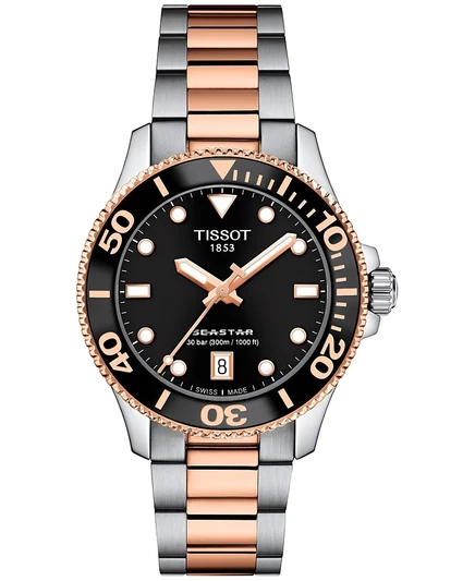 Женские часы Tissot Swiss Seastar 1000 36 мм, двухцветные