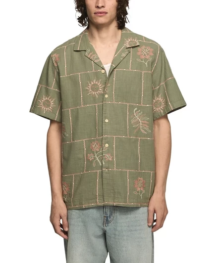 Мужская рубашка Lucky Brand с отложным воротником, зелёная