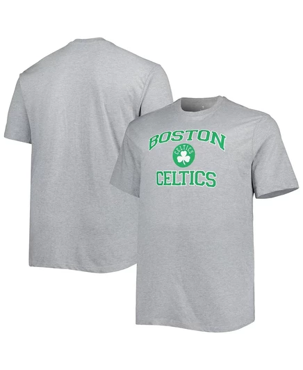 Мужская серая футболка Boston Celtics Big and Tall Heart and Soul в полоску heathered gray