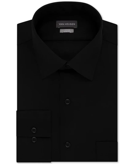 Мужская приталенная рубашка Van Heusen из сатина стрейч, черная