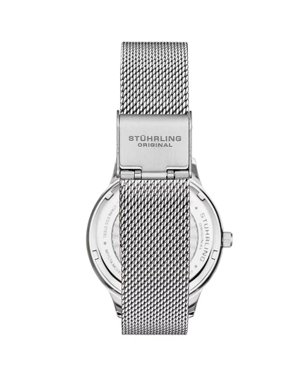 Женские часы Stuhrling с серебряным корпусом, украшенным кристаллами кварца, и сетчатым браслетом Dilver, серебряными стрелками и маркерами silver-tone
