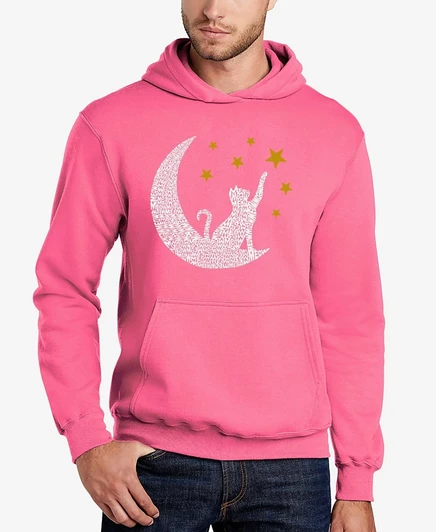 LA Pop Art Cat Moon - Мужская толстовка с капюшоном в стиле Word Art pink