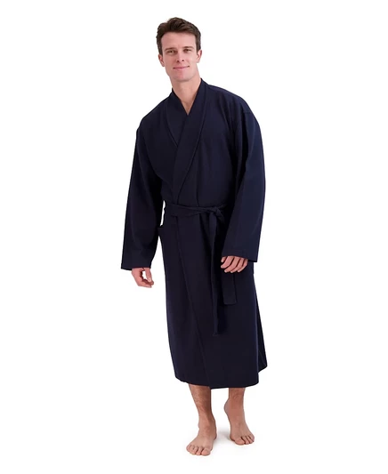Мужской халат Hanes из вафельного хлопка, синий