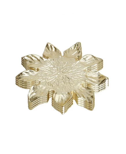 Подставки под чашки Classic Touch Flower, набор 4, золотые