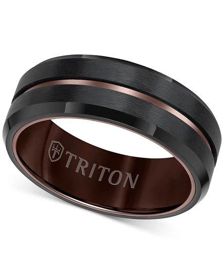 Мужское кольцо Triton, черный вольфрам, 8 мм