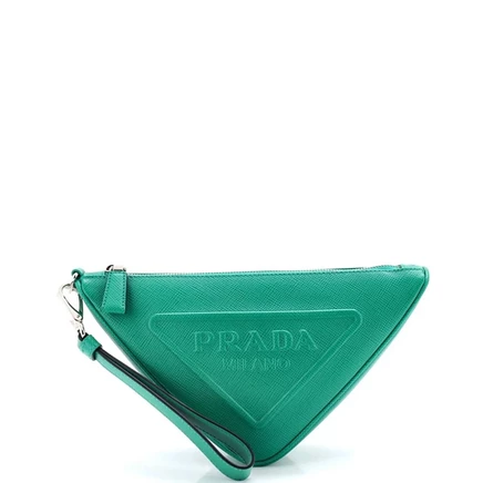 Женский клатч Pre-Owned Prada Mini Triangle Logo, зеленый