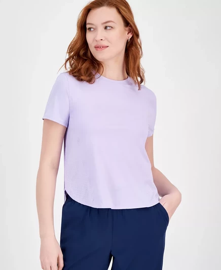 Женская футболка с коротким рукавом и перфорацией сбоку, эксклюзивно в Macy's lavender