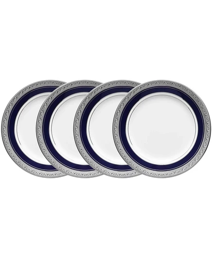 Набор хлебных тарелок Noritake Crestwood Cobalt Platinum, 4 шт., 6.25″, синий