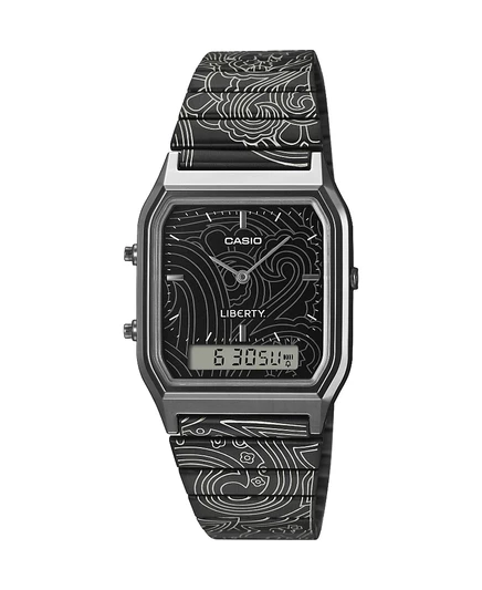 Мужские японские кварцевые часы Casio Liberty Limited Edition Black IP из нержавеющей стали, 29,8 мм черного цвета